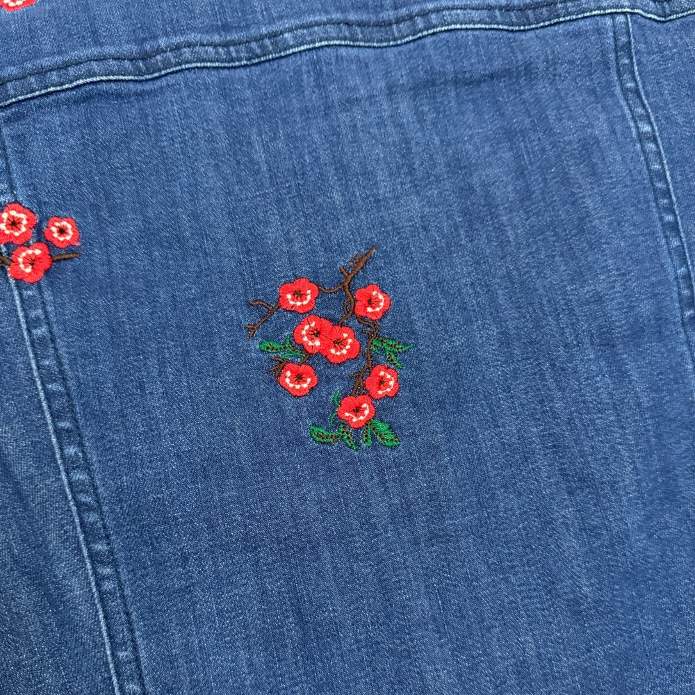 Madewell Embroidered Floral Denim Shirt Dress 2 NWT Pockets - Picture 7 of 12